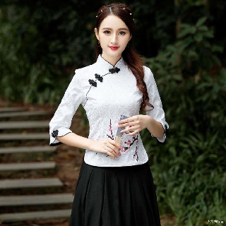 ✴Áo Kiểu Sườn Xám Tay Lỡ Thêu Họa Tiết Phong Cách Trung Hoa Cổ Điển Thời Trang Cho Nữ