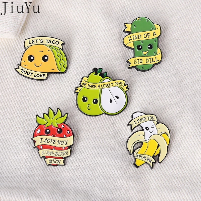 Ghim Cài Áo Kim Loại Tráng Men Hình Trái Cây Hoạt Hình Đáng Yêu