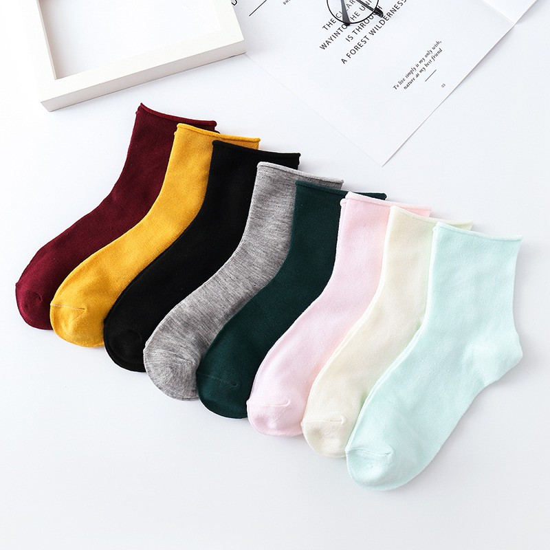 Vớ cotton mềm mại màu trơn thời trang unisex
