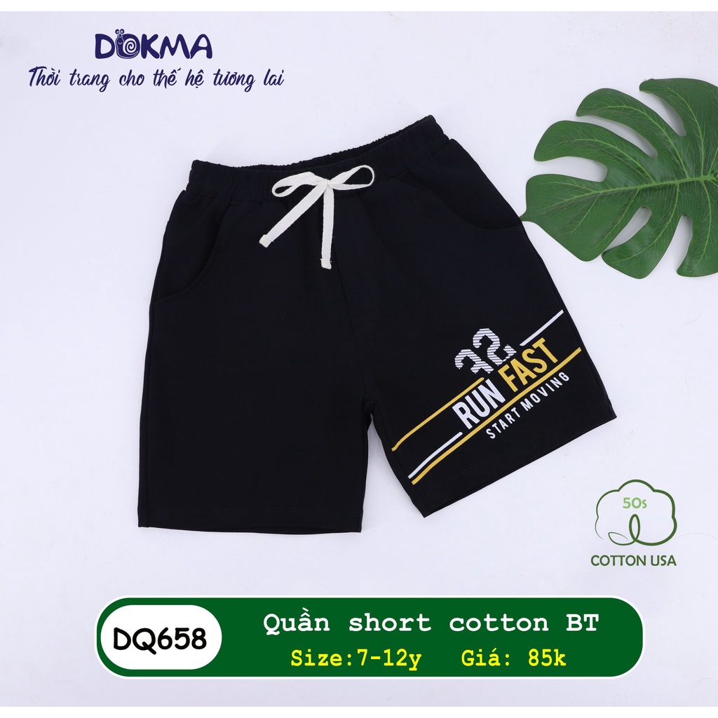 (8-&gt;12 tuổi) Quần đùi bé trai Dokma - 100% cotton siêu mềm mát (DQ658)