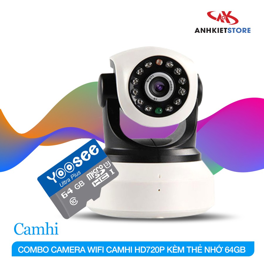 Camera WIFI Camhi HD720 Kèm Thẻ Nhớ 64GB