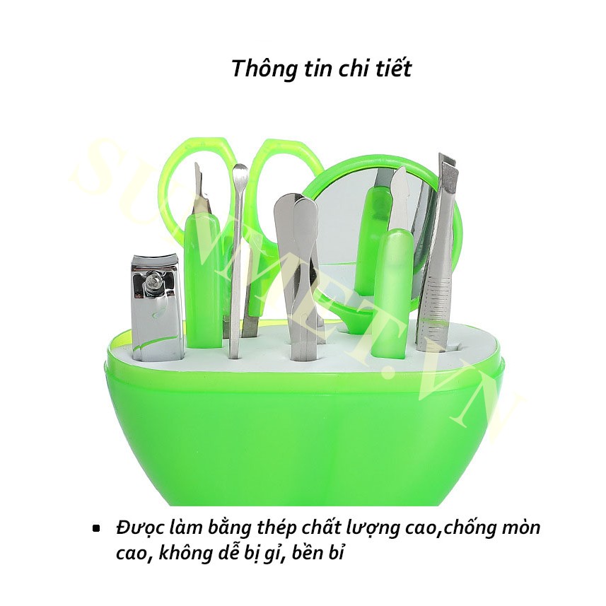 [ Giảm Sốc ] Bộ Dụng Cụ Cắt Vệ Sinh Móng Tay Cho Bé 9 Món Hình Quả Táo Tiện Lợi An Toàn Đa Năng