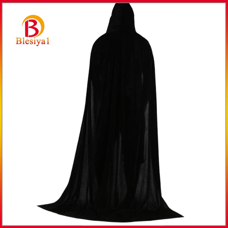 Áo choàng nhung đen dáng dài 150cm có mũ trùm dùng để hóa trang Halloween | BigBuy360 - bigbuy360.vn