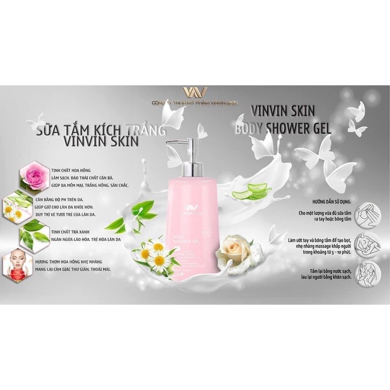 Sữa Tắm Kích Trắng Body Shower Gel Vinvin Skin