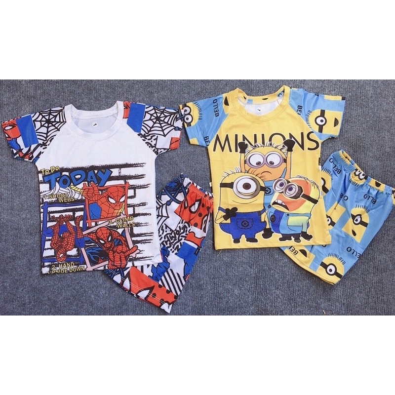 Bộ Cộc Tay Cho Bé Trai 💕 LINA-KIDS 💕 chất thun lạnh in 3D mịn mát, thấm hút mồ hôi  8-18kg