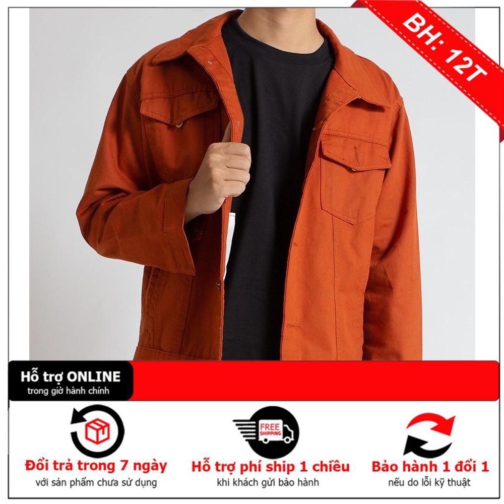 Áo khoác jean nam màu cam CoupleTina, áo khoác bò cao cấp AK17