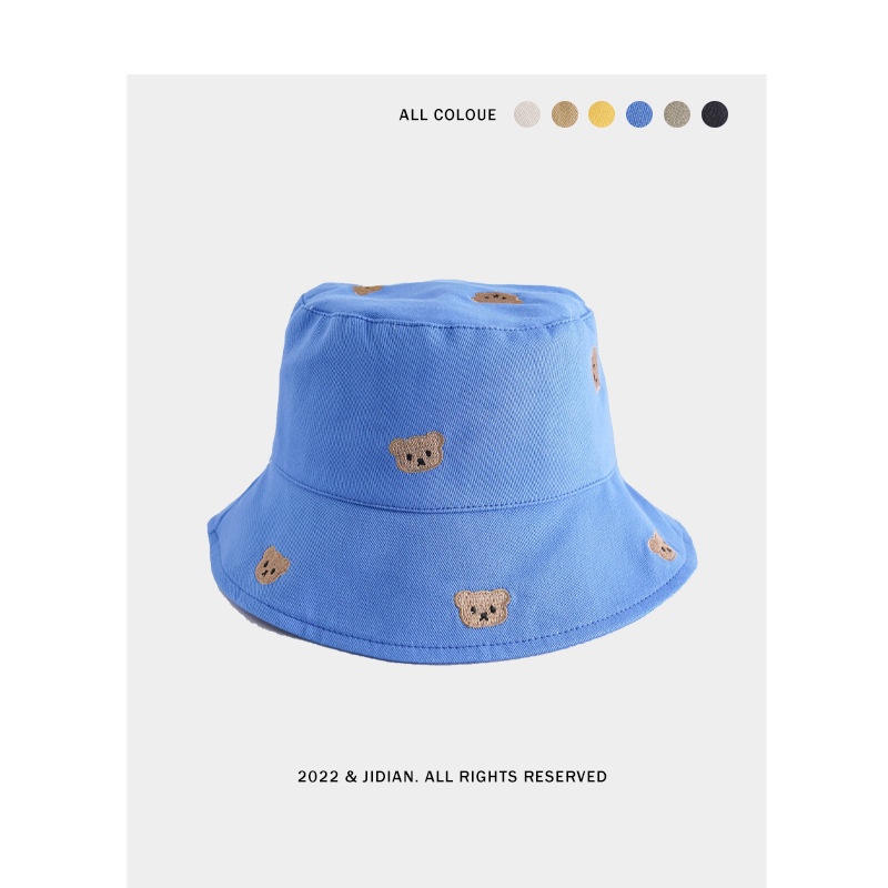 Mũ Bucket Thêu Hình Gấu Phong Cách Hàn Quốc Xinh Xắn Cho Nữ