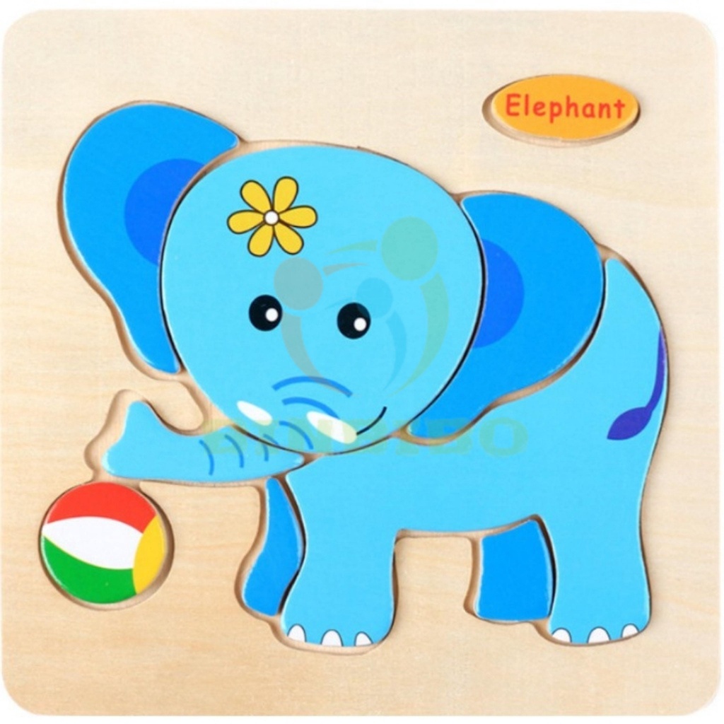 Tranh ghép hình gỗ 3D cho bé hình con vật đáng yêu