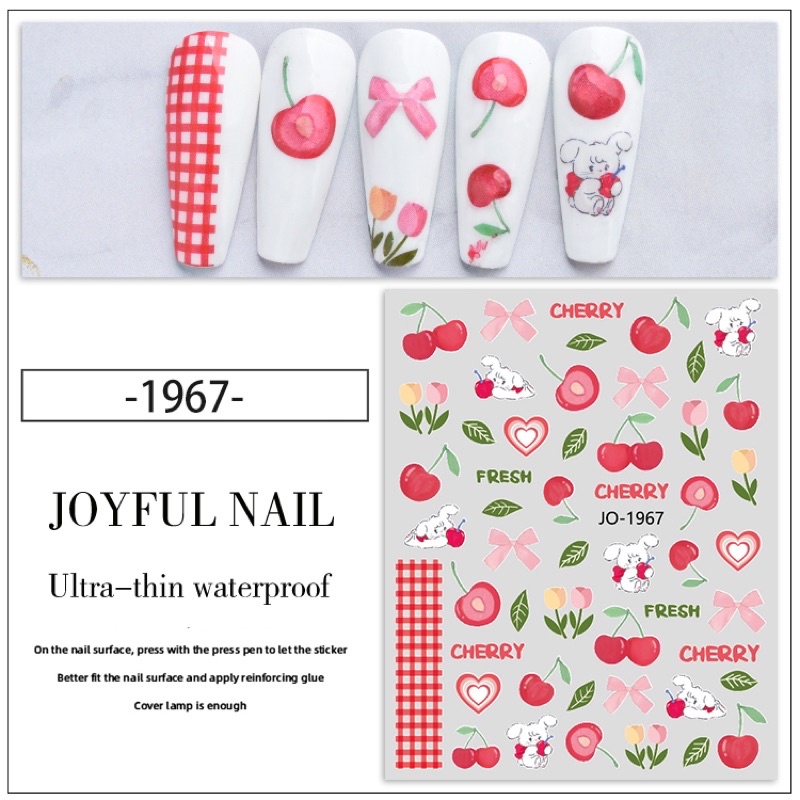 sticker 3d hoa quả mua hè dán móng tay nail