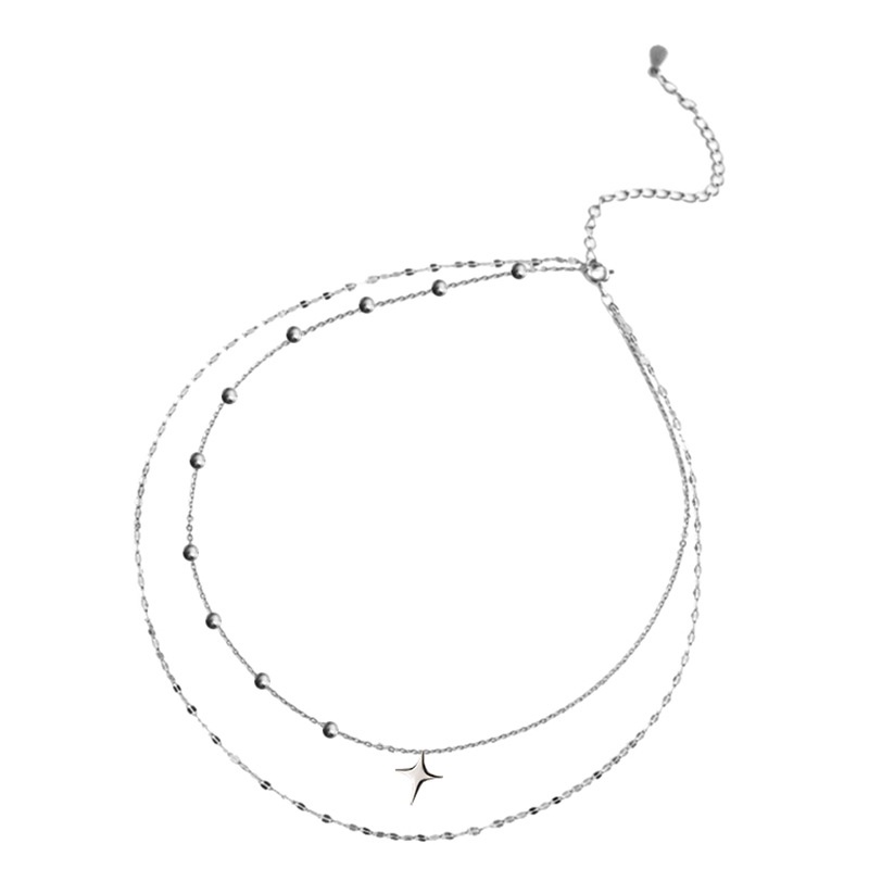 Vòng cổ hai lớp bằng kim loại mặt hình thánh giá phong cách cổ điển thời trang cho nữ