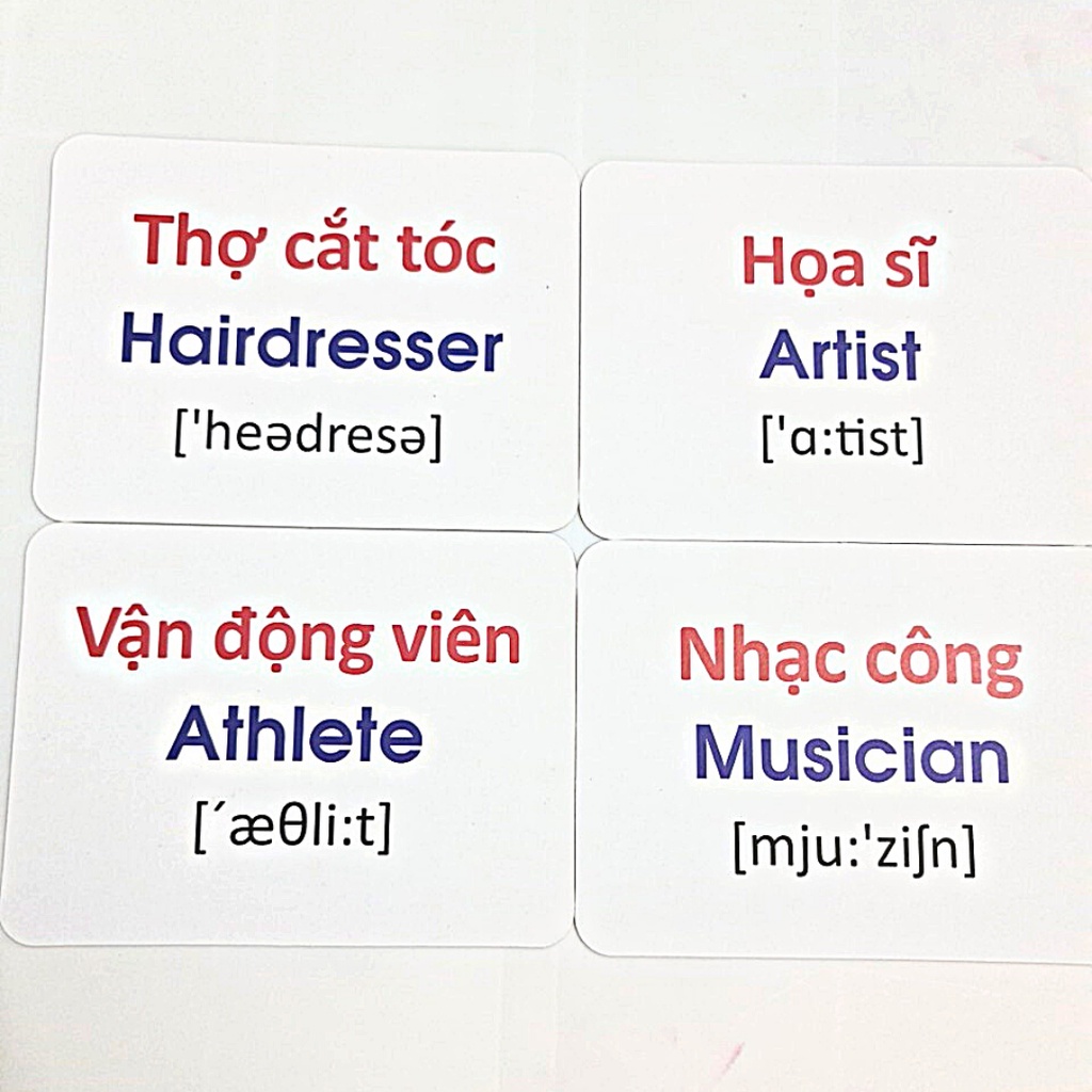 Thẻ học theo chủ đề song ngữ Việt - Anh chủ đề nghề nghiệp, thẻ Flashcard cho bé từ 0-6 tuổi HAPPY KIDS247