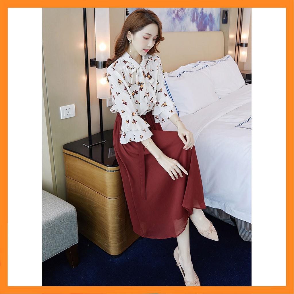 Set đầm chiffon in hoa thời trang  [TTBK]