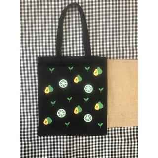 [CÓ KHÓA] TÚI VẢI CANVAS ĐEN IN HÌNH CUTE