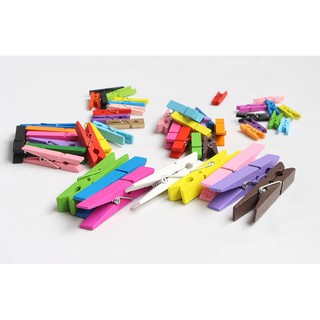 Kẹp gỗ nhiều màu 3cm (bộ 12 chiếc)