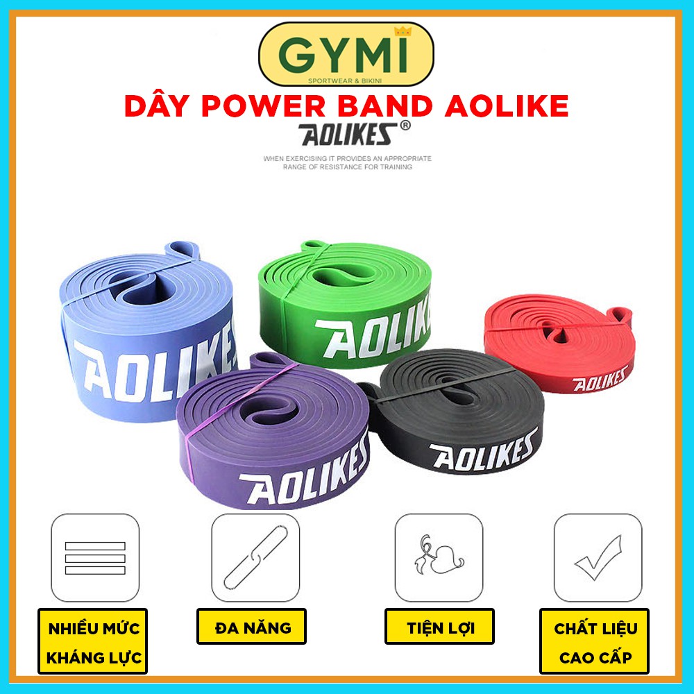 Dây kháng lực Power Band Aolike hỗ trợ tập luyện chính hãng cao su đàn hồi cao bền bỉ