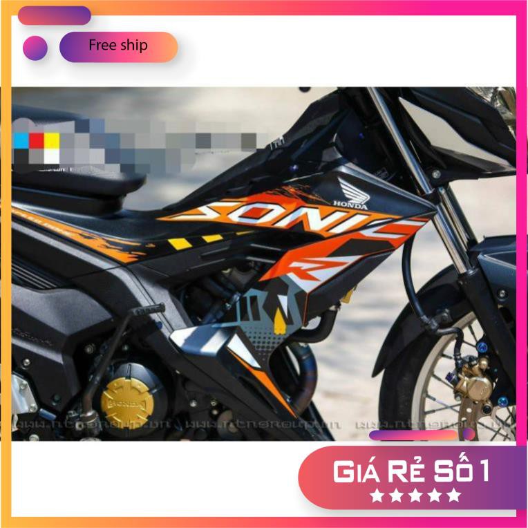 ( Quí khách vui lòng mang ra tiệm cho thợ dán ) SONIC 150 ĐEN CAM