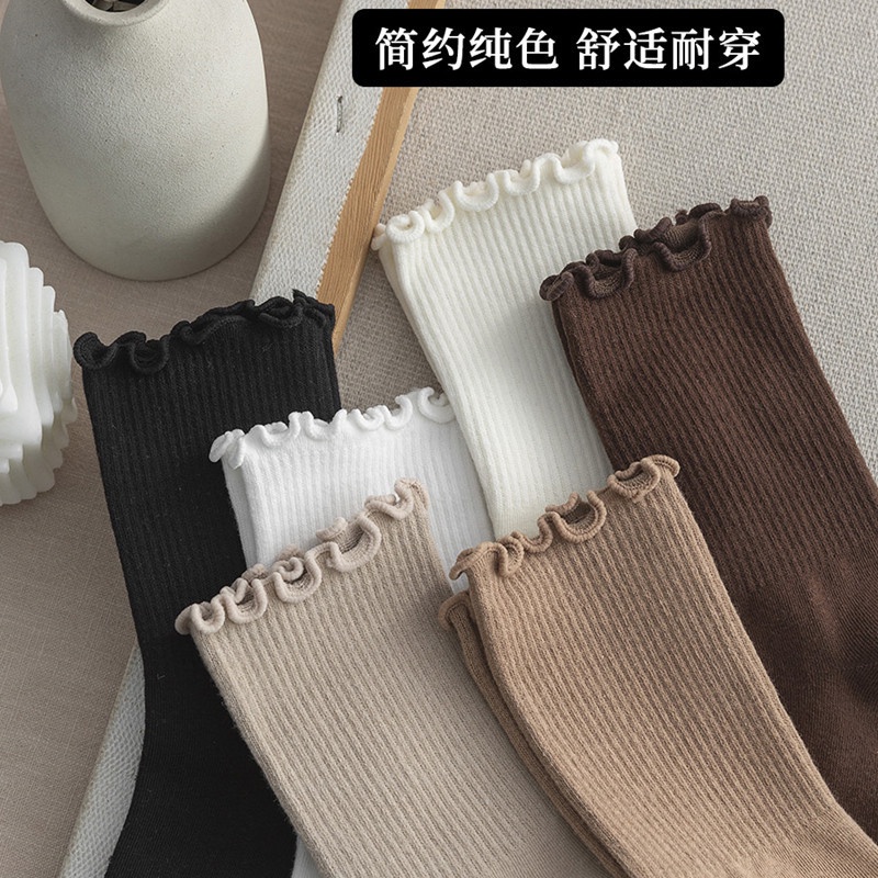 Đôi Tất Chân Màu Trắng Đen Phong Cách retro Cho Nữ