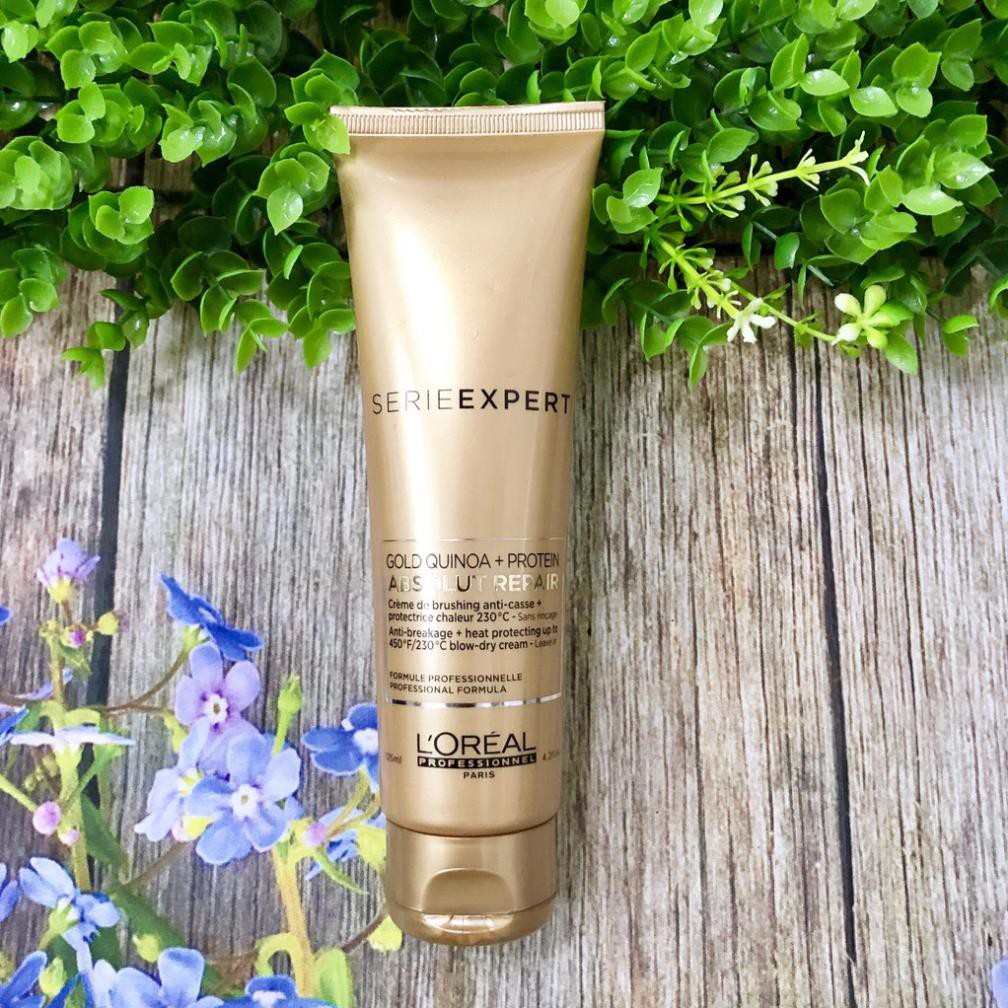 rẻ vô địch Kem dưỡng xả khô chống nhiệt Loreal Absolut Repair Gold Quinoa cho tóc khô hư tổn 125ml (SPAIN)