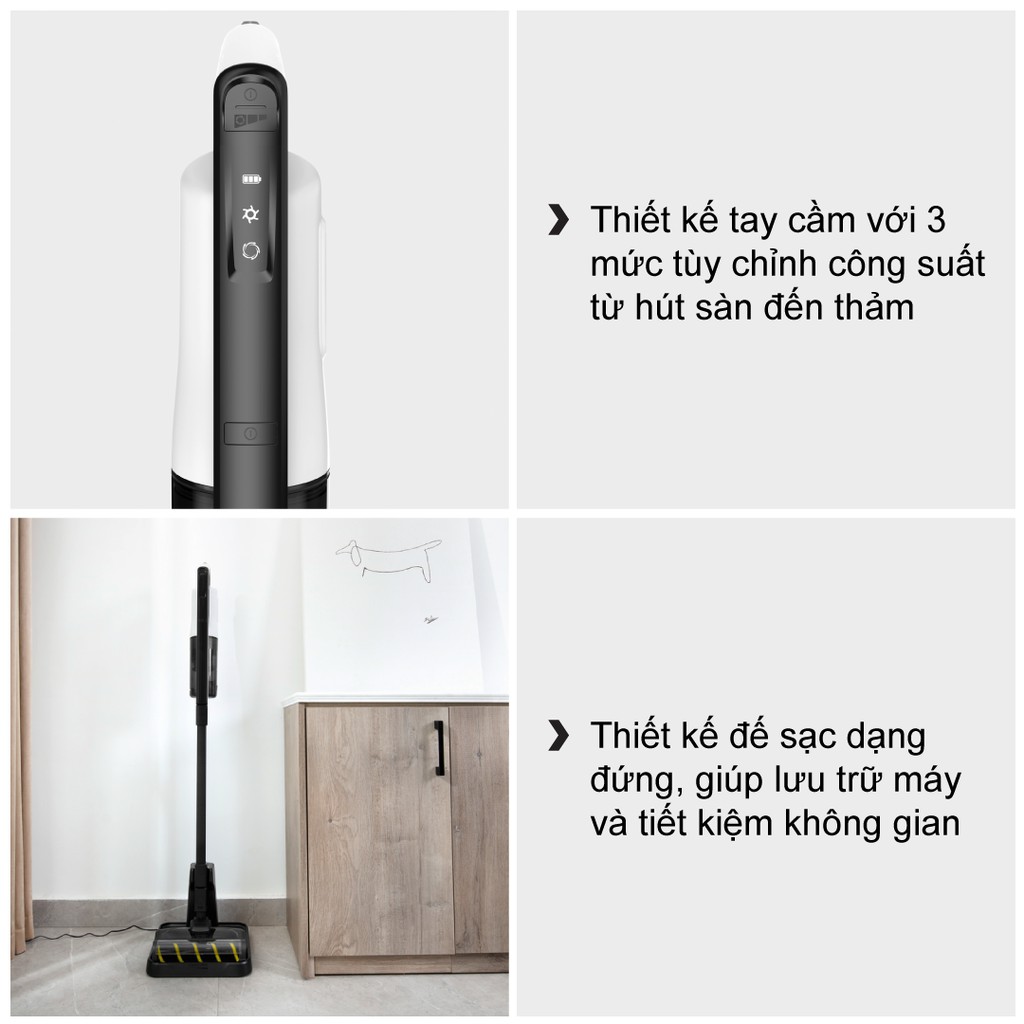 Máy hút bụi cầm tay dùng pin Lithium-ion Karcher VC 4s với đầu hút xoáy 180 độ- công suất hút 15000 Pa - màu trắng