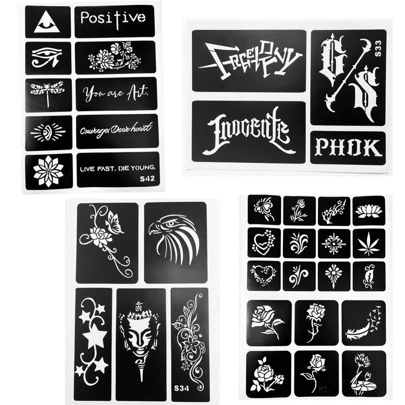 KHUÔN XĂM TATTOO UNISEX GRAFITI, HOA LÁ (Không kèm mực xăm)