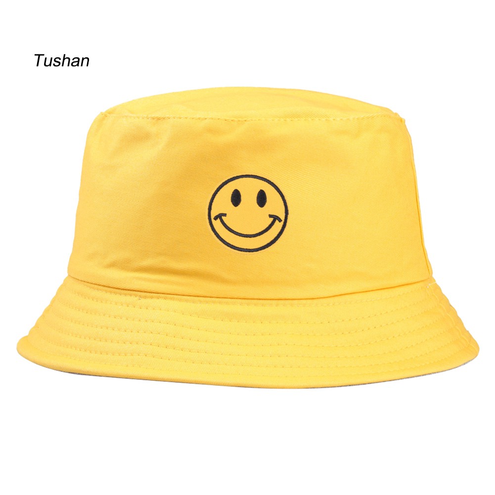 Nón tai bèo thêu hình mặt cười dễ thương cho nam nữ