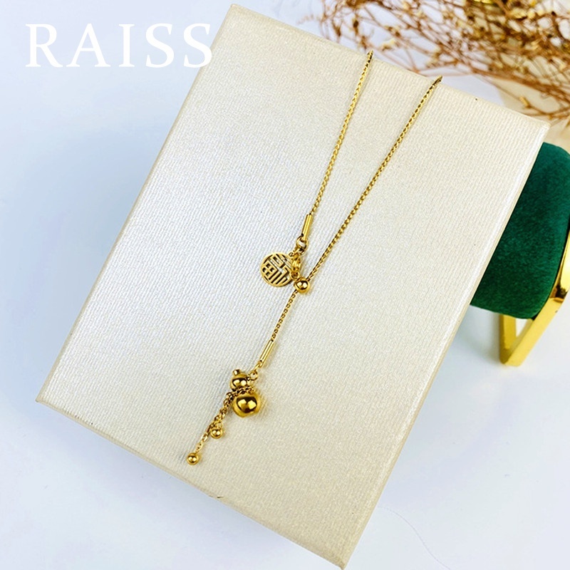 Vòng cổ Mạ Vàng 18k Phối Mặt Dây Hình Mạ Vàng Khắc Chữ Fu 'Fu
