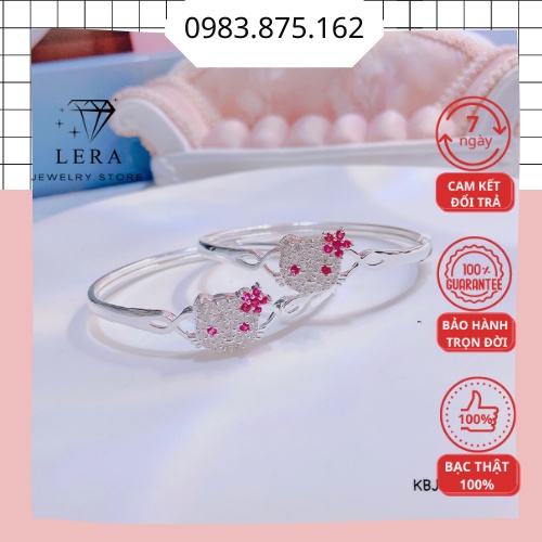 Vòng tay bạc ta bé gái hình mèo kitty, lắc tay bạc nguyên chất cho bé từ 2-7 tuổi tại Lera trang sức bạc
