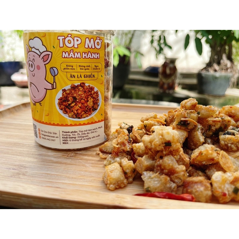 Tóp mỡ mắm tỏi thơm ngon đậm vị 200 gam Đồ Ăn Vặt Sài Gòn Đặc Sản