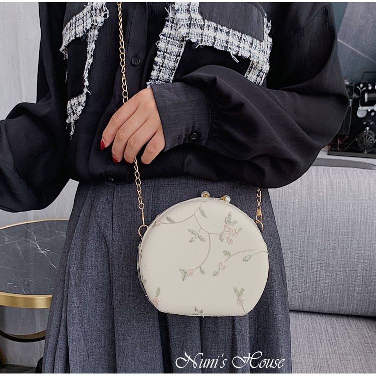 TÚI HỘP ĐEO CHÉO HỌA TIẾT CÀNH HOA SIÊU XINH, MÀU SẮC TRANG NHÃ, PHÙ HỢP MANG ĐI LỄ, CHÚC TẾT