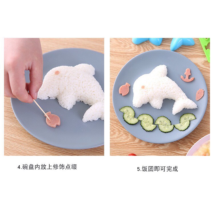 Set 4 khuôn bento cá thỏ hoa cắt hình tạo hình cho bé ăn dặm E198