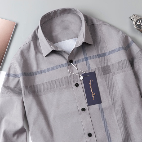[HÀNG VIỆT NAM] Áo Sơ Mi Nam Công Sở Thương Hiệu ANTON Dài Tay Nâu Xám Kẻ Sọc Cotton - AT211 | BigBuy360 - bigbuy360.vn