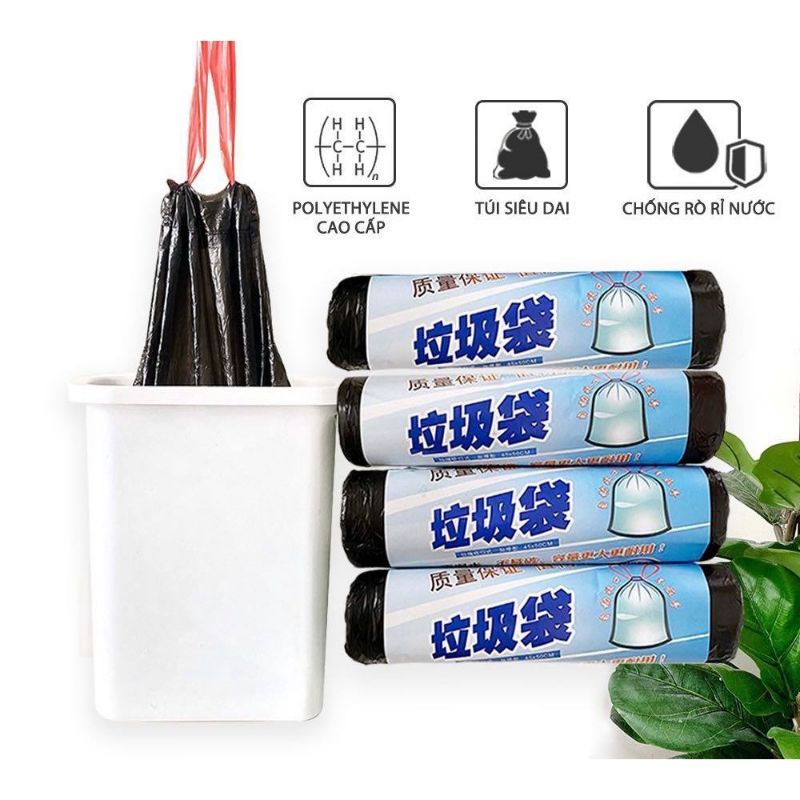 Túi Đựng Rác Tự Phân Hủy Có Dây Rút 45x50 cm 15 túi/cuộn