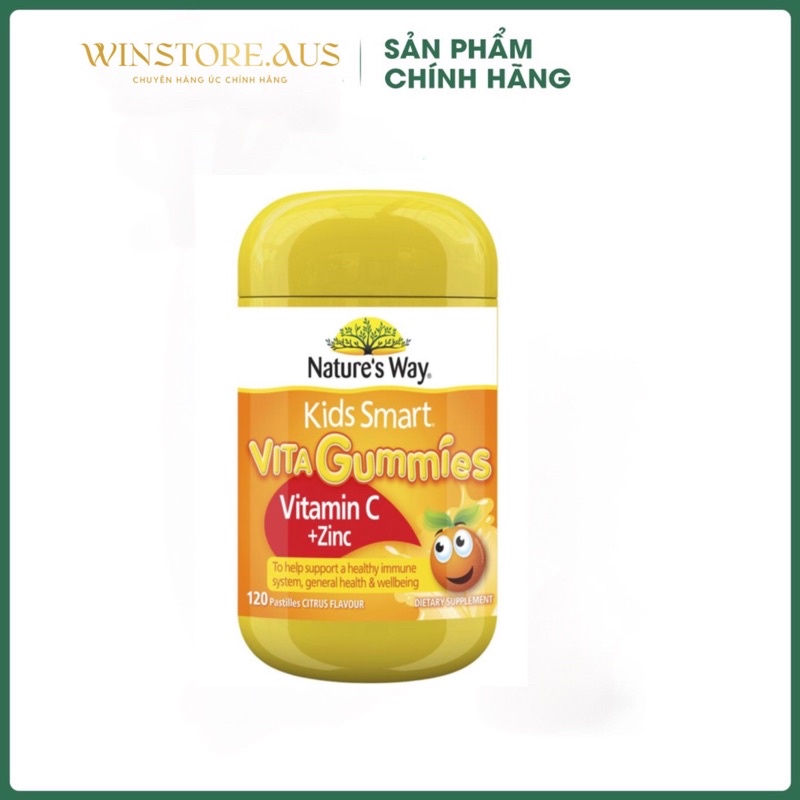 Kẹo Dẻo Kids Smart Vita Gummies Vitamin C + Zinc Nature's Way Hộp 60 Viên Của Úc
