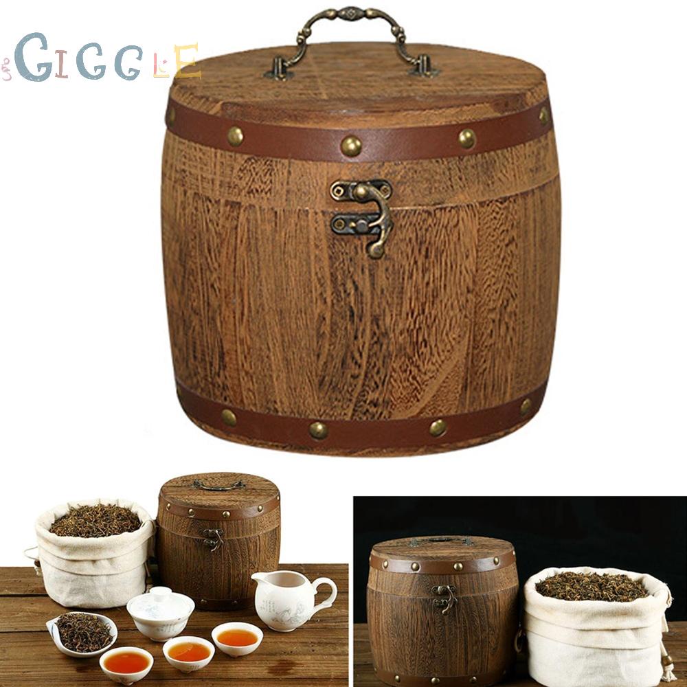 Thùng trà bằng gỗ có khóa kim loại 1L W/ Nắp đậy 100% hàng mới chất lượng cao