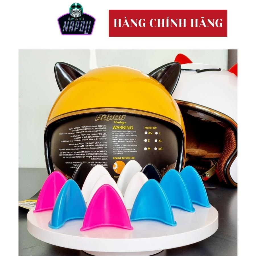 Tai mèo Việt Nam (1 cặp) gắn mũ bảo hiểm NAPOLI hàng việt Nam chất lượng cao cấp, nhiều màu dành cho nam nữ