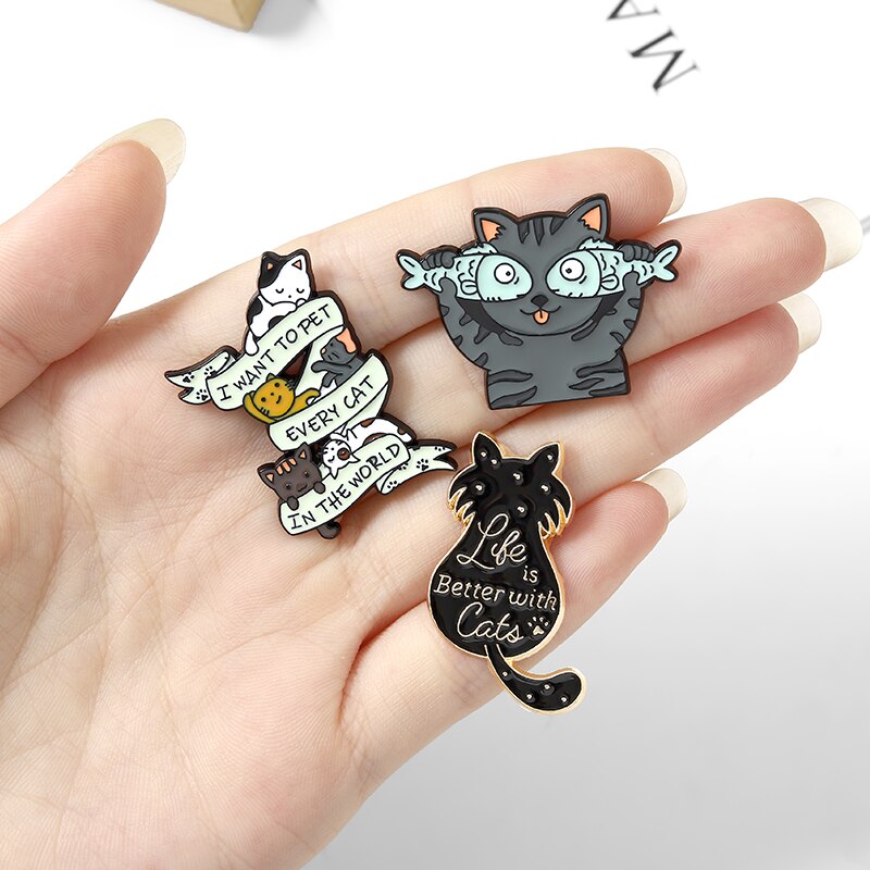Trâm Cài Áo QIHE JEWELRY Hình Mèo Dễ Thương Cho Bé