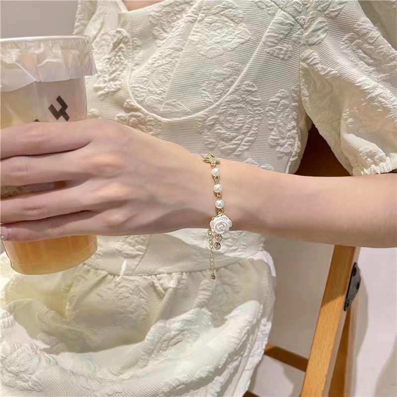 Vòng tay nữ MANYUE phối ngọc trai và mặt phụ kiện phong cách Hàn Quốc