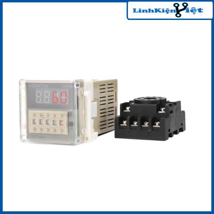 Bộ đếm sản phẩm Counter DH48J- A(11) DHH48J-A(8) chân tròn 220VAC kèm chân đế