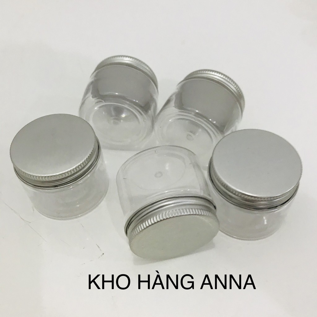 5 hủ nhựa nắp nhôm 50gr - 5 hủ pet nắp nhôm loại 50gr - 5 hủ nhựa tròn nắp nhôm thiếc