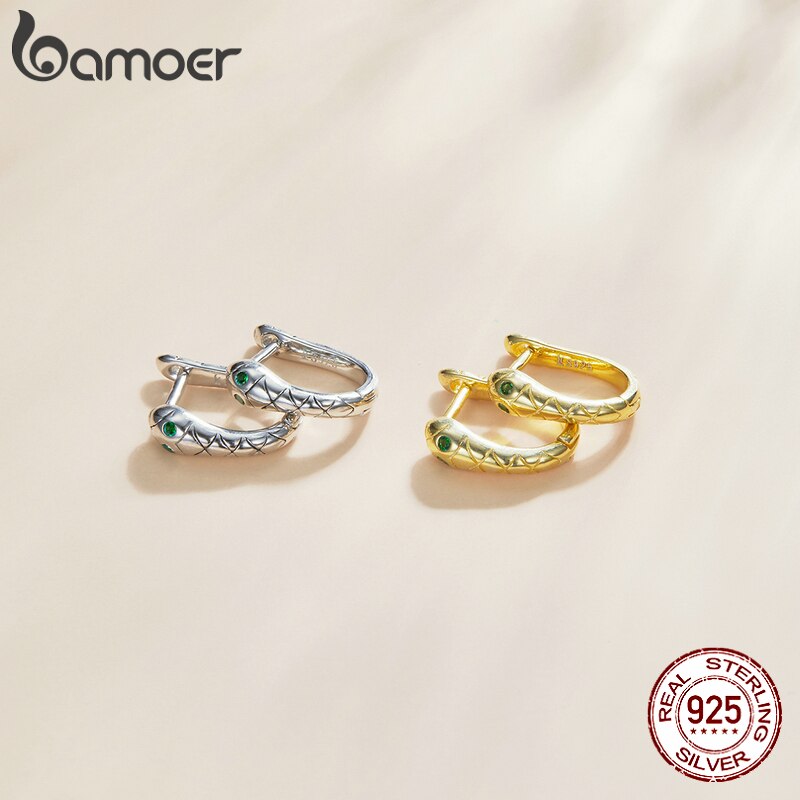 Khuyên tai  bạc 925 Bamoer SCE1104 hình rắn  platinum chống xỉn màu cho nữ