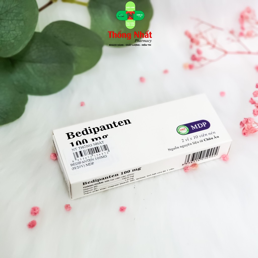 Vitamin B5 MDP Bedipanten Viên Uống Giảm Tiết Dầu Thừa, Se Khít Lỗ Chân Lông 100mg  Hộp 20 viên