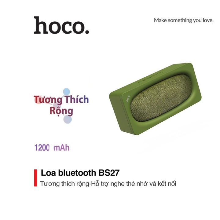 Loa Bluetooth HOCO BS27 Black/Green Chính hãng (5W, v4.2)  âm thanh cực hay bảo hành 12 tháng 1 đổi 1