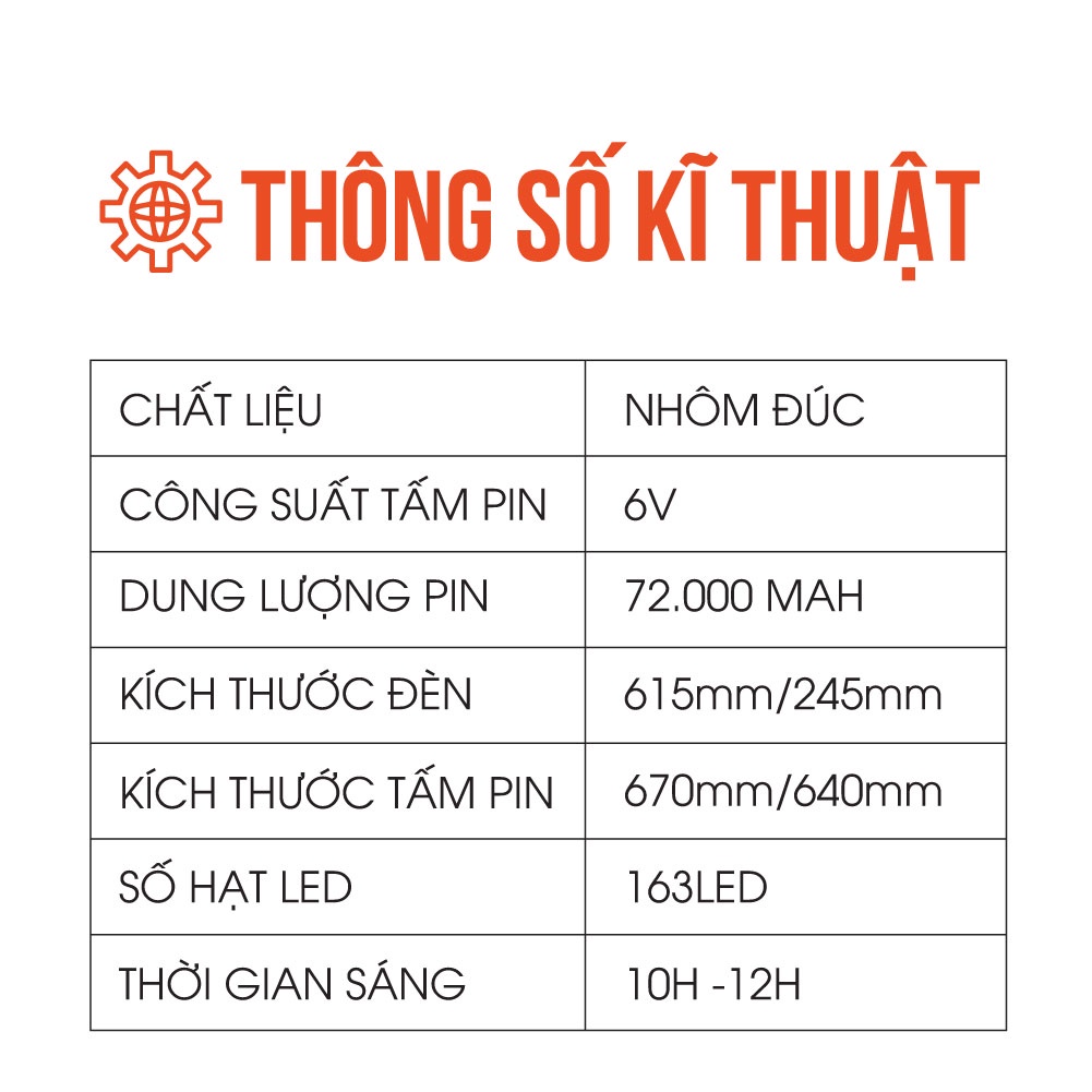 Đèn năng lượng mặt trời chiếu sáng công trình 600W, Tấm pin năng lượng mặt trời công suất lớn, Bảo hành 2 năm