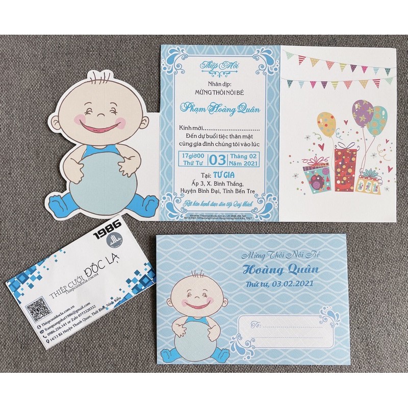 Thiệp Thôi nôi, sinh nhật, đầy tháng in nội dung theo yêu cầu (chỉ in nội dung từ 30 thiệp trở lên)