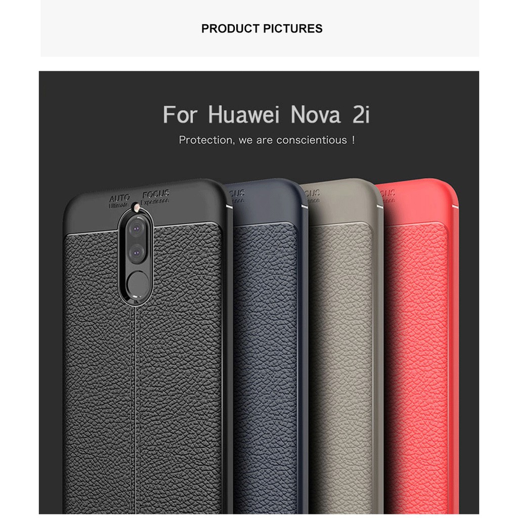 Ốp Lưng Auto Focus Vân Da Cho Huawei Nova 2i, Ốp Lưng Silicon Trong Suốt Cho Huawei Nova 2i