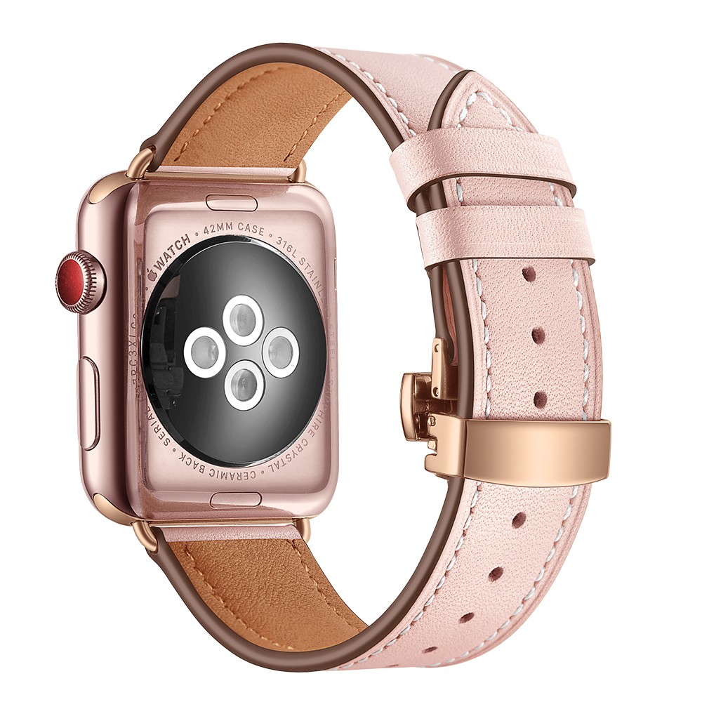 Dây Đeo Bằng Da Thoáng Khí Cho Đồng Hồ Thông Minh Apple Watch Series 6 / Se / 5 / 4 / 3 / 2 / 1 Iwatch 38mm 40mm 42mm 44mm