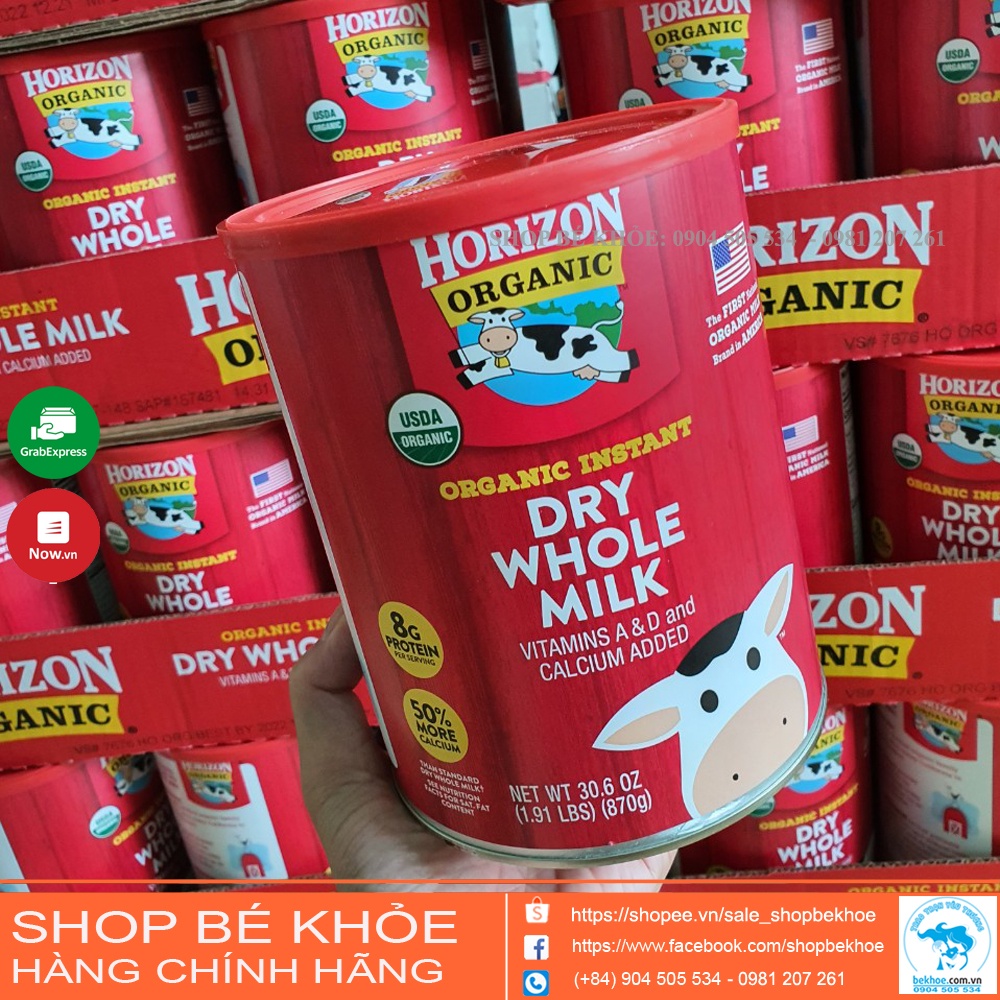 Sữa Horizon Organic Dry Whole Milk - Sữa tươi dạng bột hữu cơ Organic Horizon 870gr