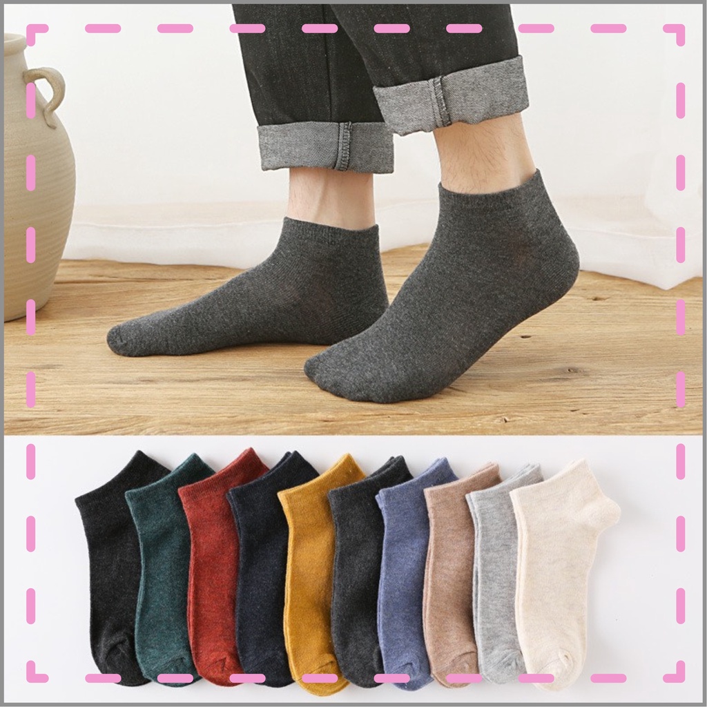 Tất nam nữ cổ ngắn trơn nhiều màu - vớ cotton thoáng mát kháng khuẩn