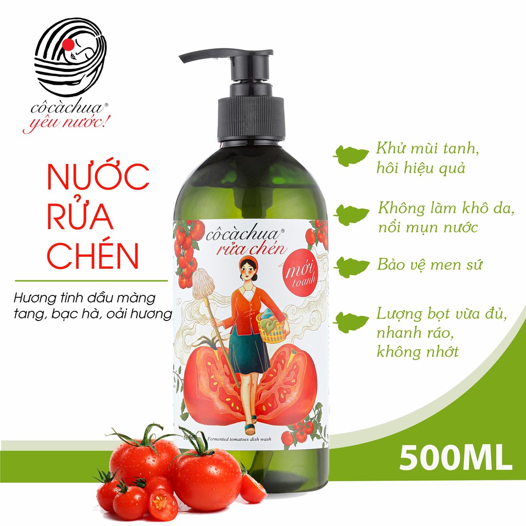 Nước Rửa Chén Sinh Học 500ml Cô Cà Chua Mới Toanh An Toàn Cho Bé Bảo Vệ Da Tay