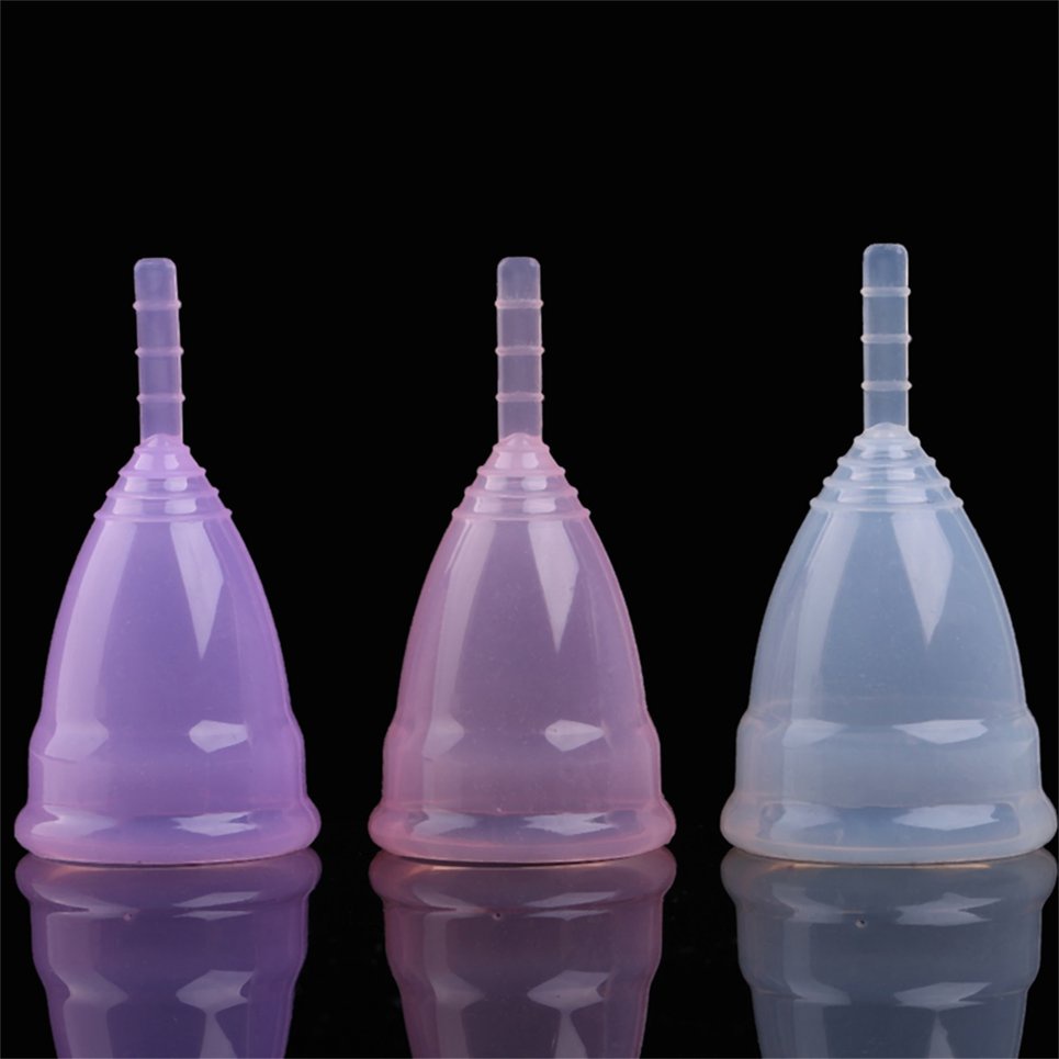 Useful Soft Cup Silicone Menstrual Cup Big And Small Sizes Three Colors